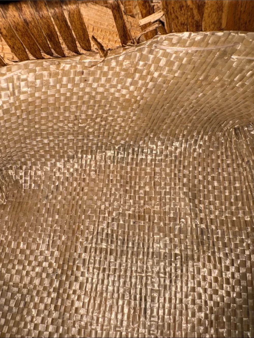 Vintage Woven Straw Basket with 3D Raffia Tulip Flowers Boho Cottagecore 70s